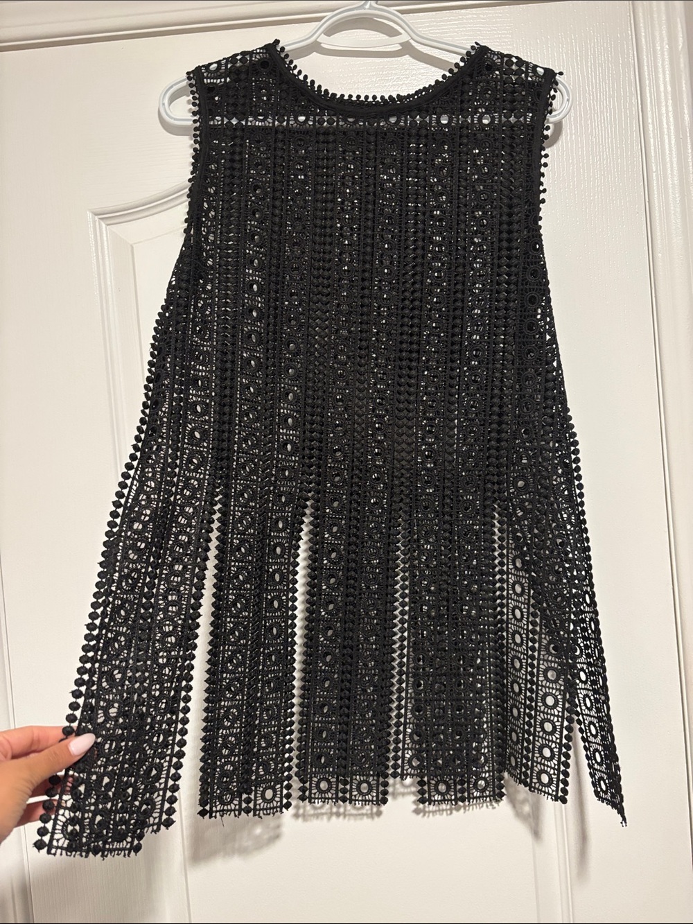Zara Black Crocheted Fringe Asymmetrical Skirt